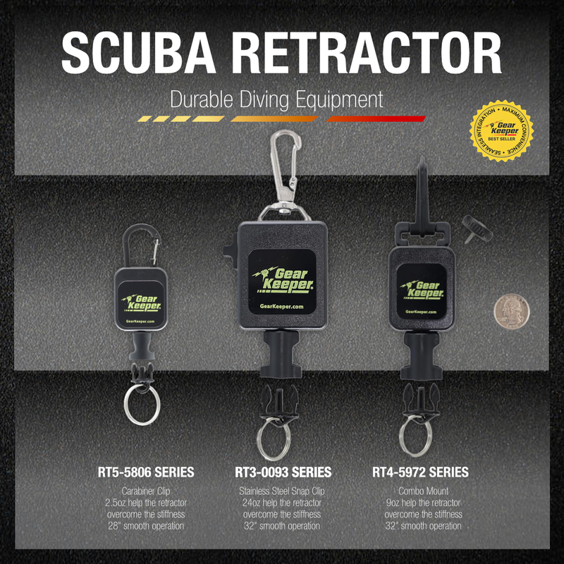 Load image into Gallery viewer, SCUBA Small Flashlight Retractor, HD Rotating Snap Clip