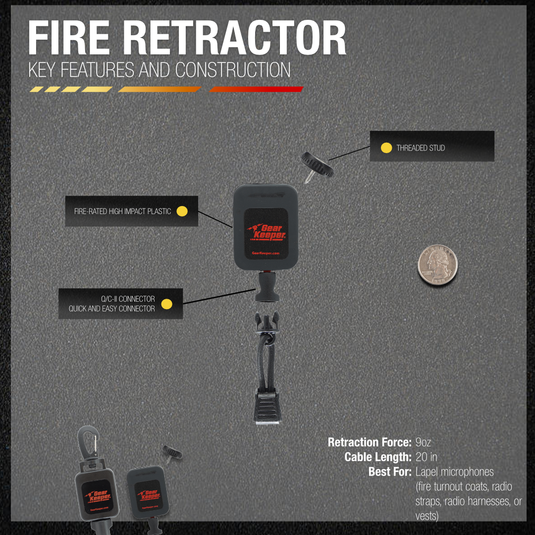Gear Keeper Fire Microphone Keeper - Lapel Mic Retractor with Heavy Duty Stainless Steel Alligator Clamp