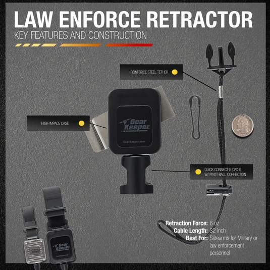 Retractable Sidearm Tether, Low Force Rotating Belt Clip