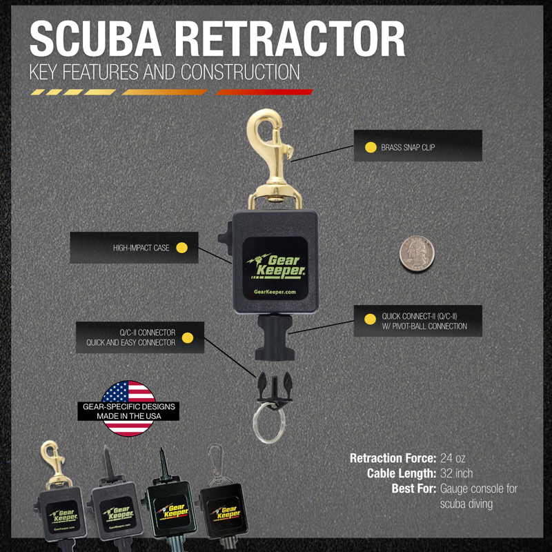 Load image into Gallery viewer, SCUBA Console Retractor, w/ Brass Bolt Clip
