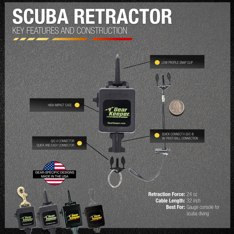 Load image into Gallery viewer, SCUBA Console Retractor, Standard Snap Clip, Deluxe
