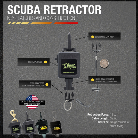 SCUBA Console Retractor, Standard Snap Clip, Deluxe