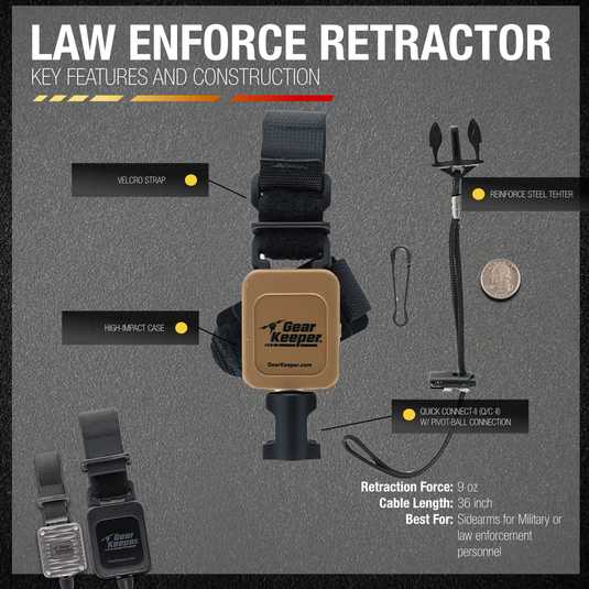 Retractable Sidearm Tether, Low Force, Combo MOLLE Mount, Coyote