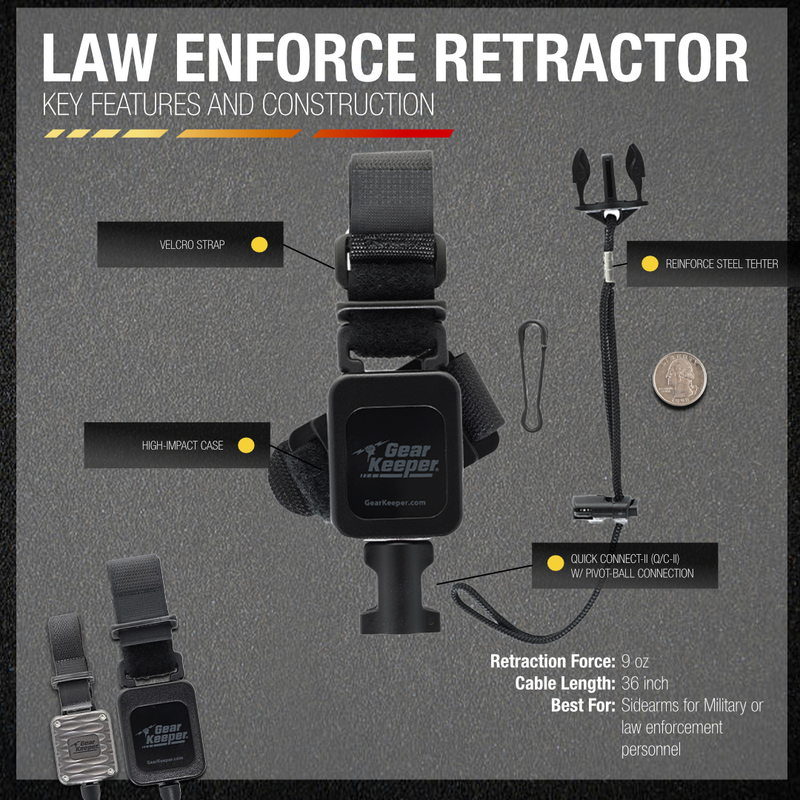 Load image into Gallery viewer, Retractable Sidearm Tether, Low Force, Combo MOLLE Mount
