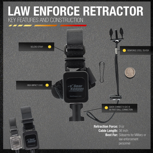 Retractable Sidearm Tether, Low Force, Combo MOLLE Mount