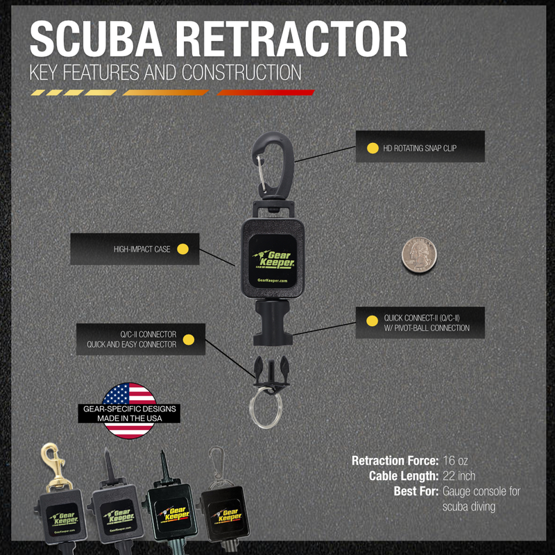 Load image into Gallery viewer, SCUBA Medium Flashlight Retractor, HD Rotating Snap Clip

