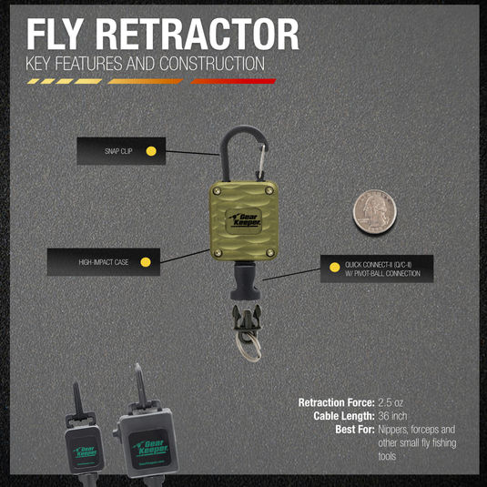 Fly Fishing Aluminum Micro Retractor "Super Zinger" Carabiner Mount