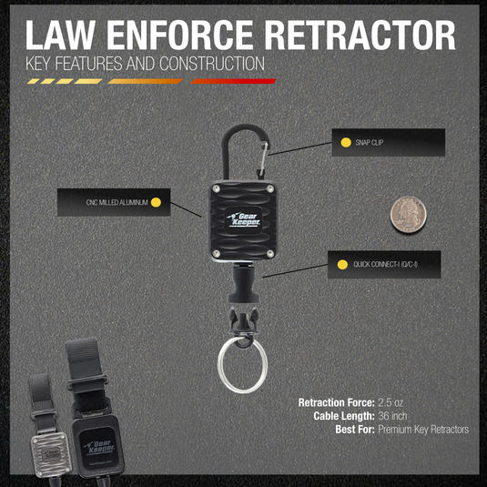 Aluminum   Micro Key / Tool Retractors - Black - Carabiner