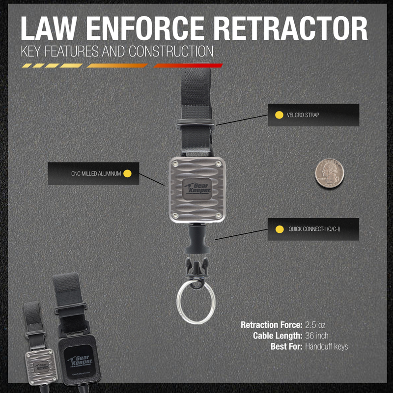 Load image into Gallery viewer, Aluminum Handcuff Key Retractor - Gray - Velcro Strap Mount
