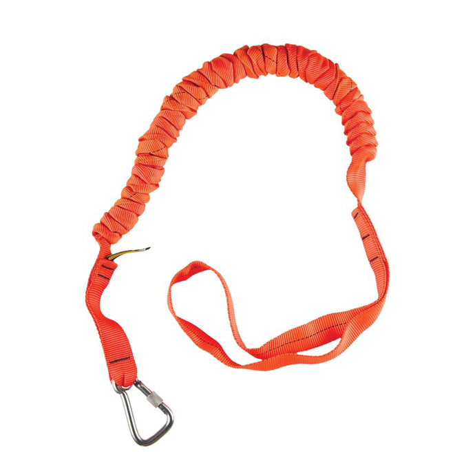 Tool Tether, Anchored, 6 foot, Stainless Steel Locking Carabiner / looped end