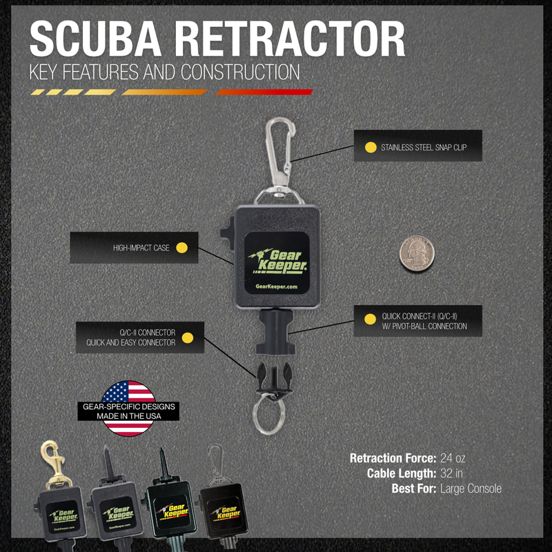 Load image into Gallery viewer, SCUBA Console Retractor, Stainless Steel Snap Clip
